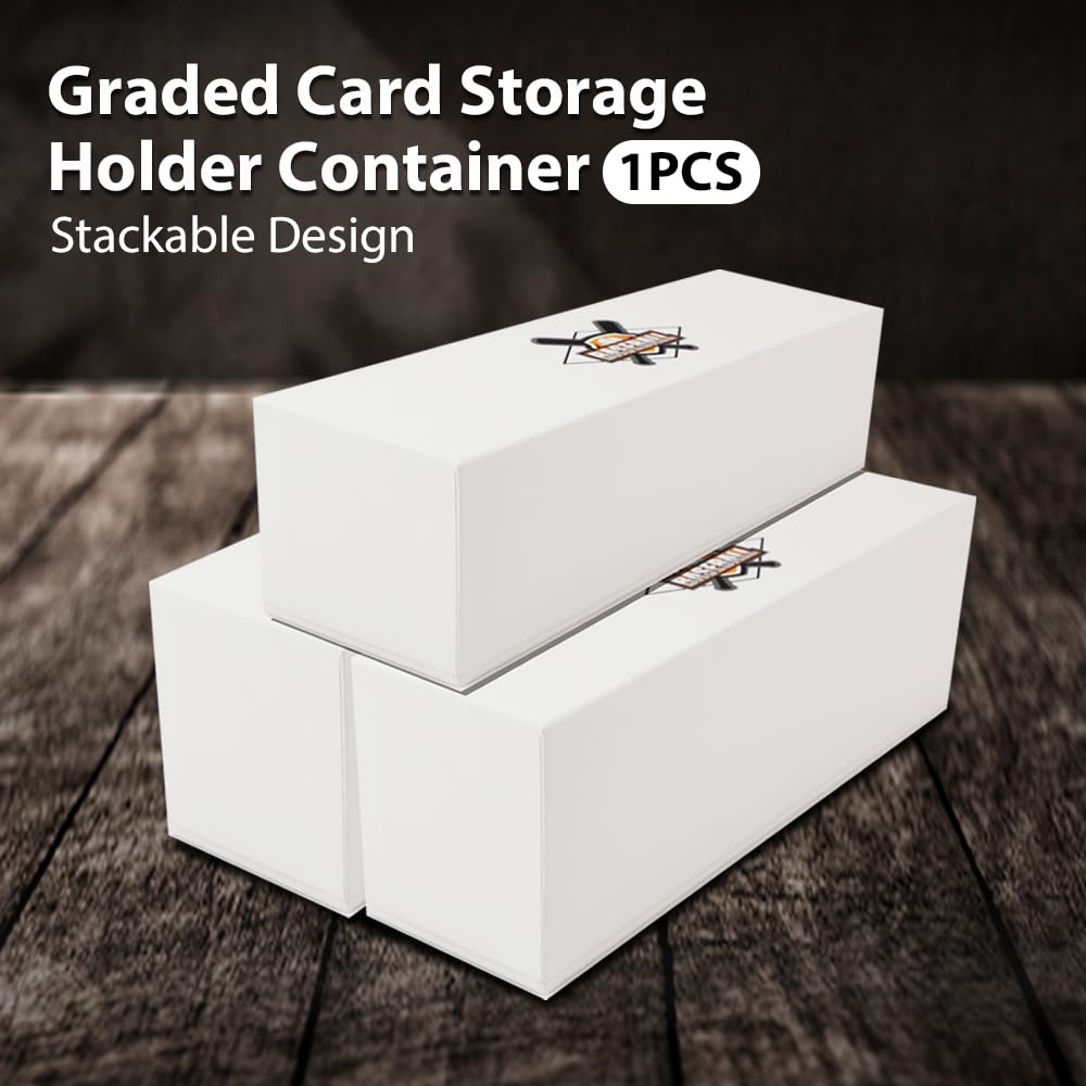 G-PLUS White Graded Card Storage Box, Graded Card Storage Holder Container Holds 50-55