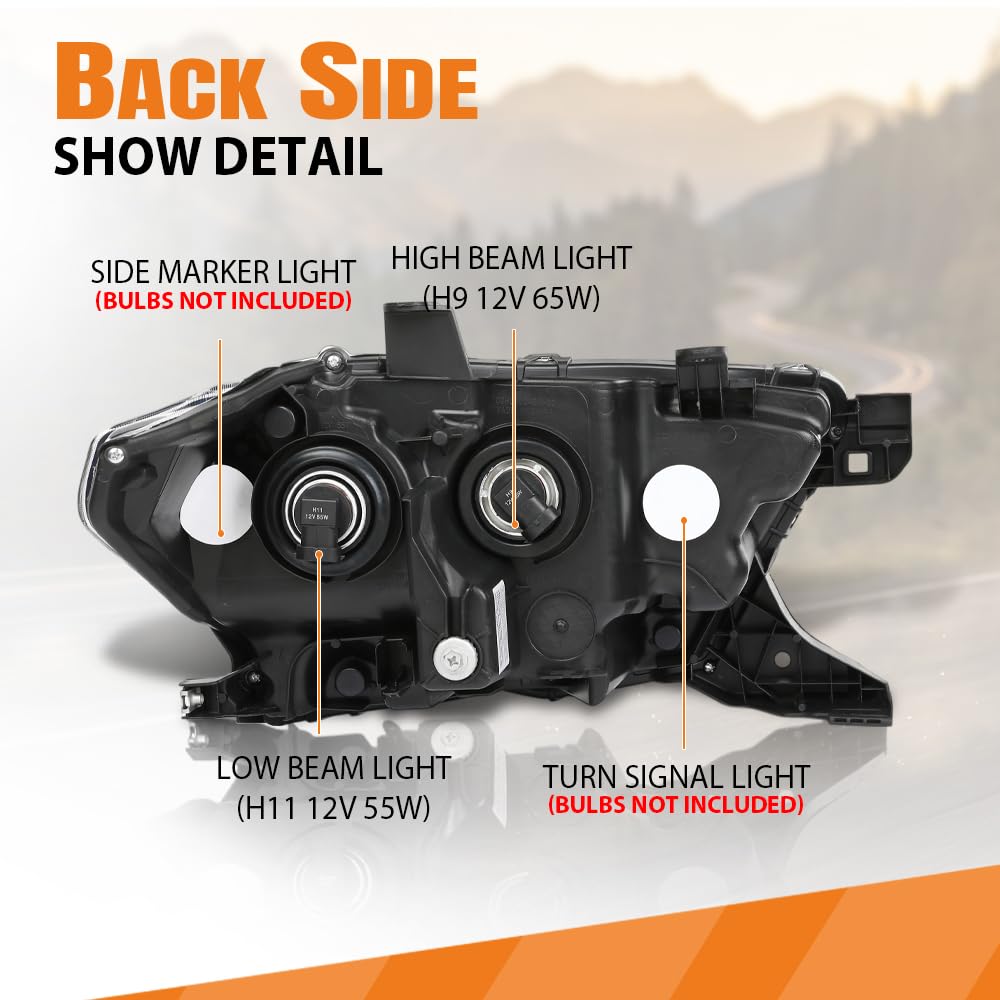 G-PLUS Headlight Assembly Left Side w/o LED Daytime Running Light Compatible with Toyota Tacoma 2016-2018 Fit Models Without Factory LED Daytime Running Light Only White