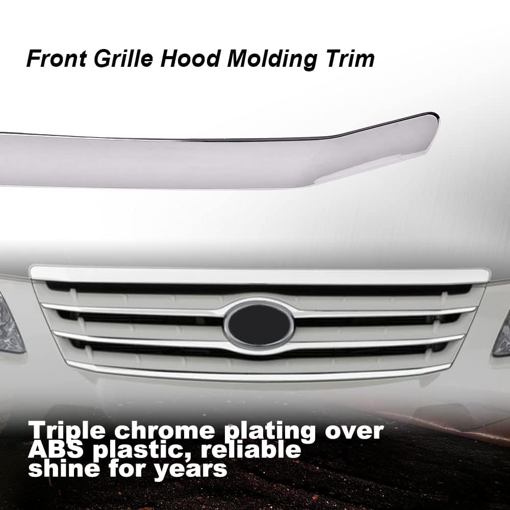 G-PLUS Hood Molding, Compatible with Toyota Avalon 2005-2010 Front Grille Chrome Trim Replace For #75770-AC010, TO1235100