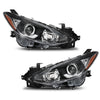 G-PLUS Projector Headlights Assembly Headlamps Compatible with Mazda 3 2014 2015 2016,Clear Lens Black Housing Amber Reflector,faros delanteros BPW1510K0 BPW1510L0
