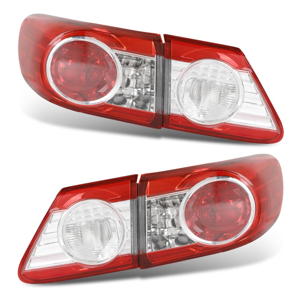 G-PLUS Tail Light Rear Brake Lamp Kit Halogen Compatible with Toyota Corolla Base/L/XRS/ (submodel: CE, LE, S) 2011-2013 8155112C10, 8156112C10 Red