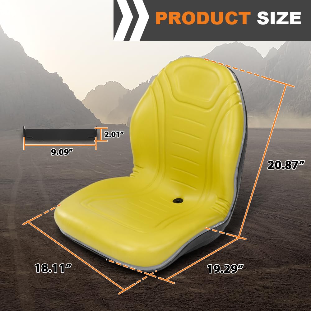 G-PLUS Tractor Seat w/Bracket Fit John Deere Lawn Mowers 240 245 260 265 285 320 325 335 345 415 425 445 455 F710 F725 F735 G100 AM117489 AM126865 AM879503 High Back Seat Yellow Replacement
