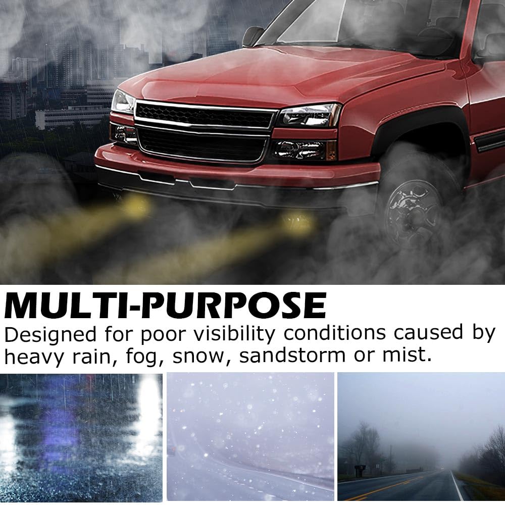 G-PLUS Front Bumper Fog Light Compatible With GMC Yukon/Yukon XL 2000 2001 2002 2003 2004 2005 2006,Driving Fog Lamps Replacement Driver & Passenger Side Pair Yellow Lens