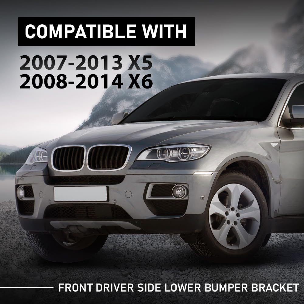 G-PLUS Front Lower Headlight Bumper Bracket Left Driver Side Compatible with BMW X5 2007-2013/Fit BMW X6 2008-2014 51657157983 BM1244101