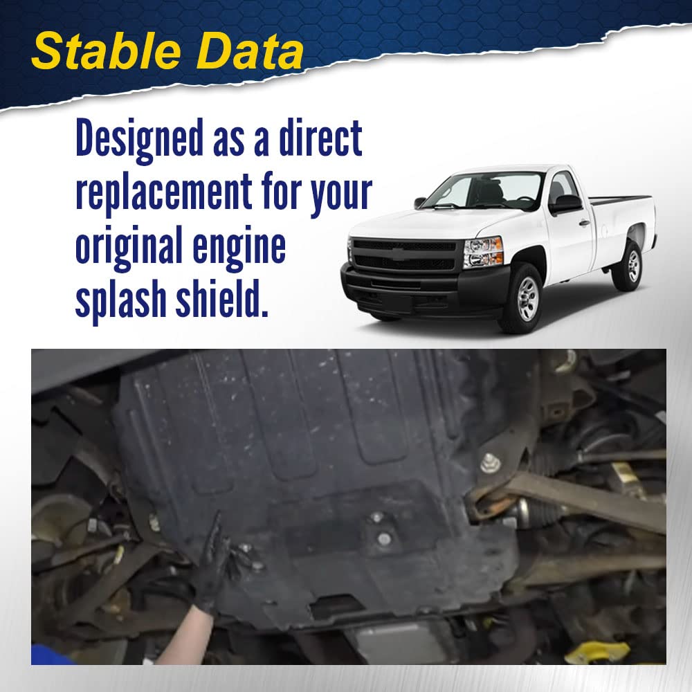 G-PLUS Front Engine Splash Shield Compatible with 2007-2013 Chevy Silverado 1500,Front Center Undercar Shield Replacement