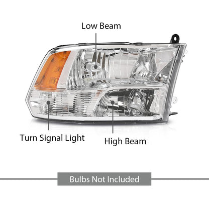 G-PLUS Headlights Assembly Front Headlamp Left Right Pair without Bulbs Fit Dodge Ram 1500 2500 3500 2009-2018 Factory Bumper Headlamps,faros delanteros