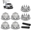 G-PLUS Front & Rear Wheel Cover Chrome Hub Cover Kit 33mm Spiked Hub Axle Compatible with Semi-Trucks 20", 22.5" and 24.5" Hub Piloted Wheels