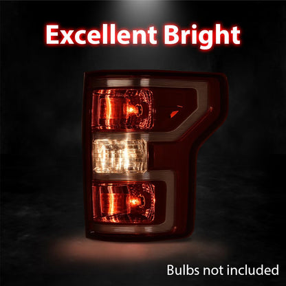 G-PLUS Rear Tail Light Compatible with 2018 2019 2020 Ford F150,Left Driver Tail Lamp W/o Bulbs & Wiring Harness,Red Lens Chrome Housing Luces Traseras JL3Z13404H, FO2801265 Rear Brake Lamps Assembly