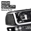 G-PLUS LED DRL Headlights Assembly, Compatible with 1999-2007 GMC Sierra 1500/2001-2007 GMC Sierra 1500 HD Bumper Headlamps, Clear Lens Black Housing Clear Reflector,faros delanteros