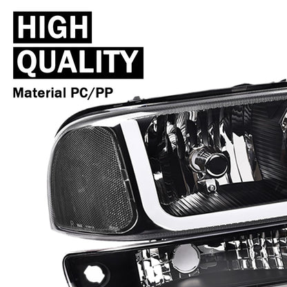 G-PLUS LED DRL Headlights Assembly, Compatible with 1999-2007 GMC Sierra 1500/2001-2007 GMC Sierra 1500 HD Bumper Headlamps, Clear Lens Black Housing Clear Reflector,faros delanteros