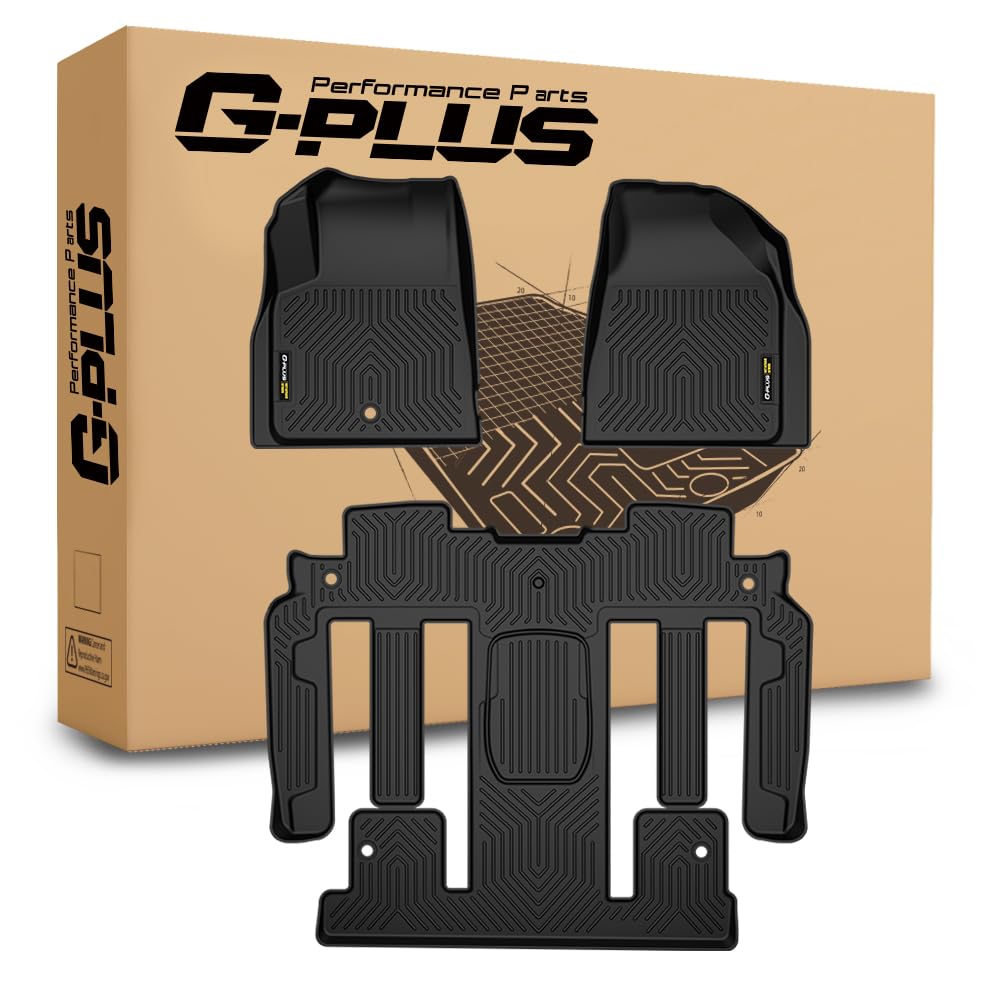 G-PLUS Floor Mats Compatible with Chevy Travers/Buick Enclave/GMC Acadia 2009-2017, Fit Vehicles with Bucket Seats On 2nd Row Only, All Weather Protection TPE Custom Fit Floor Liners Accessories Black