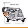 G-PLUS Headlights Assembly Compatible with Toyota Tacoma 2005-2011 Headlamps Pair Halogen Clear Lens Chrome Housing Amber Reflector,faros delanteros