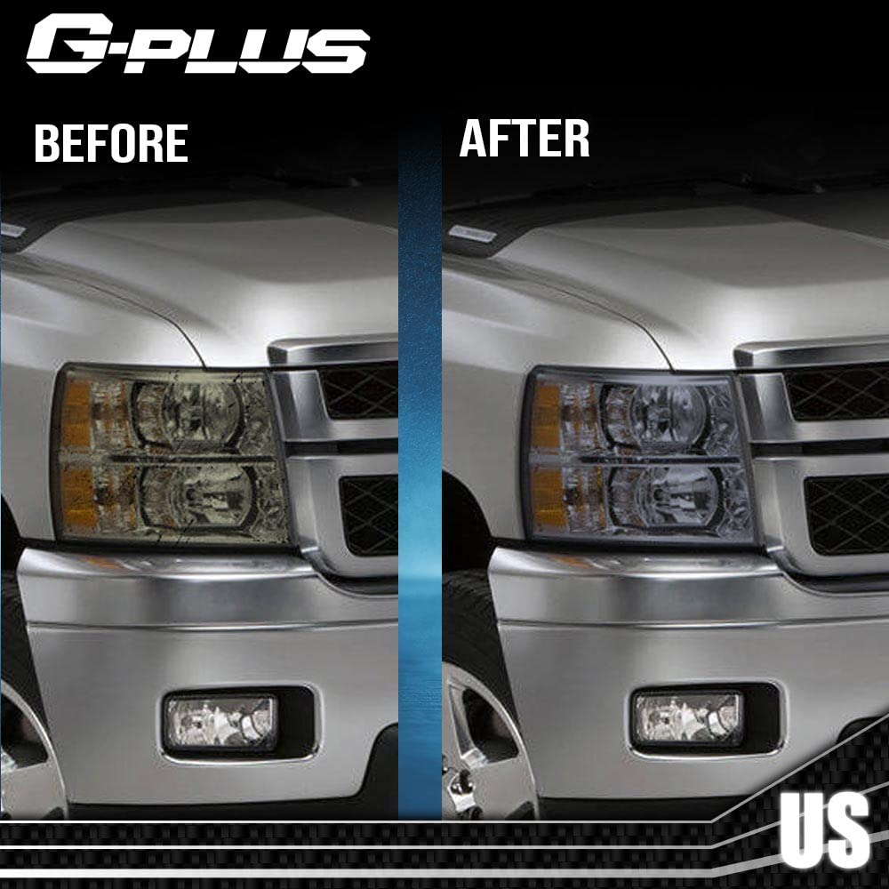 G-PLUS Front Headlight Lens Cover Compatible With 2007-2014 Chevy Silverad
