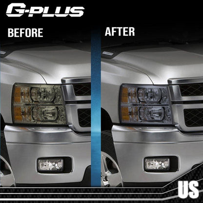 G-PLUS Front Headlight Lens Cover Compatible With 2007-2014 Chevy Silverad