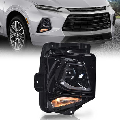 G-PLUS Headlight Headlamp Assembly w/Bulbs Compatible with Chevy Blazer 2019-2021 84588816, GM2503492, 84788650 Clear Lens Black Housing Right Passenger Bumper Headlamps,faros delanteros