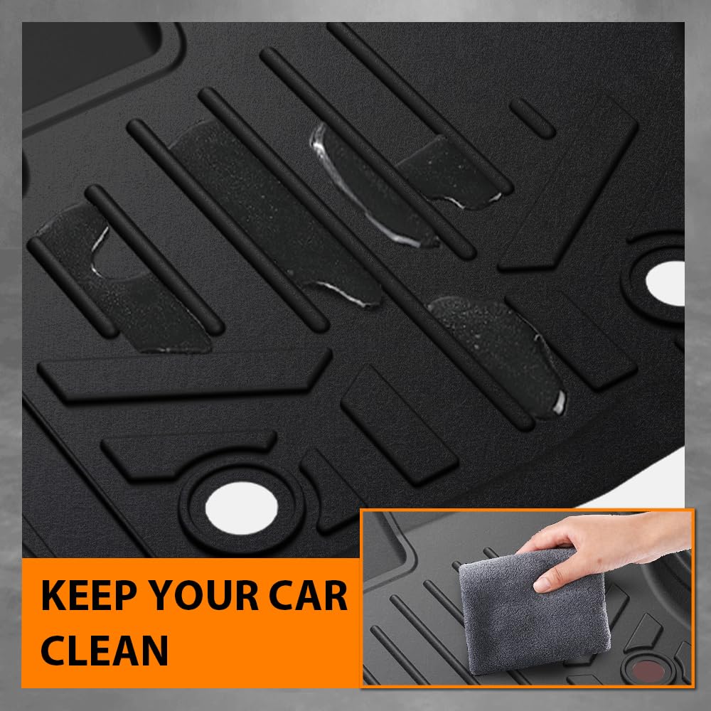G-PLUS Floor Mats Fit Ford Transit Connect 2014-2021(Only Fit with Vinyl Flooring and Floor Posts) All Weather Protection TPE Floor Cargo Liners Accessories Waterproof 1st Row Black 2PCS