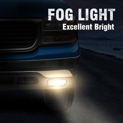G-PLUS Fog Lights Lamp Left Right Compatible With Chevy Silverado 1500/2500 1999-2002/Fit Chevy Silverado 3500 2001-2002/Fit Chevy Tahoe/Suburban 2000-2006 Clear Lens