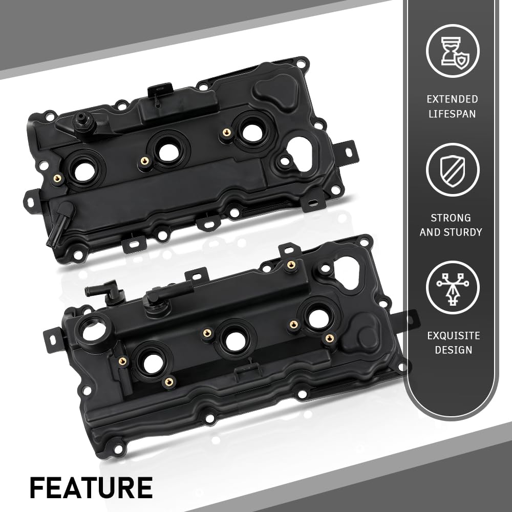 G-PLUS Left and Right Engine Valve Cover w/Gasket Compatible with Nissan Murano 2009-2014/Fit Nissan Quest 2011-2014 V6 3.5L DOHC Petrol