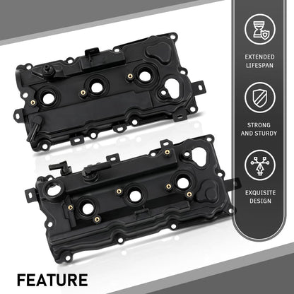 G-PLUS Left and Right Engine Valve Cover w/Gasket Compatible with Nissan Murano 2009-2014/Fit Nissan Quest 2011-2014 V6 3.5L DOHC Petrol