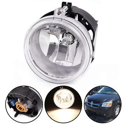 G-PLUS Front Bumper Fog Lights Compatible with 2010-2011 Dodge Grand Caravan Nitro / 2010-2013 Chrysler Town & Country / 2010-2012 Dodge Caliber Driving Fog Lamps Driver Or Passenger Side Clear Lens