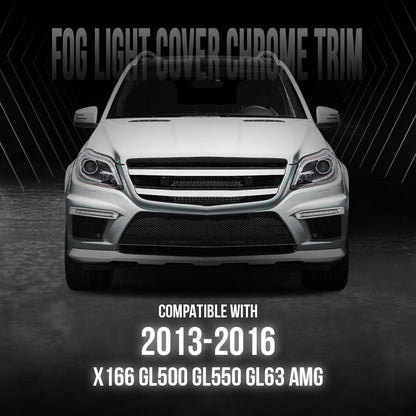 G-PLUS Front Fog Light Cover Chrome Trim Driver and Passenger Side Compatible with Benz X166 GL500 GL550 GL63 AMG 2013-2016 A1668851774 A1668851874
