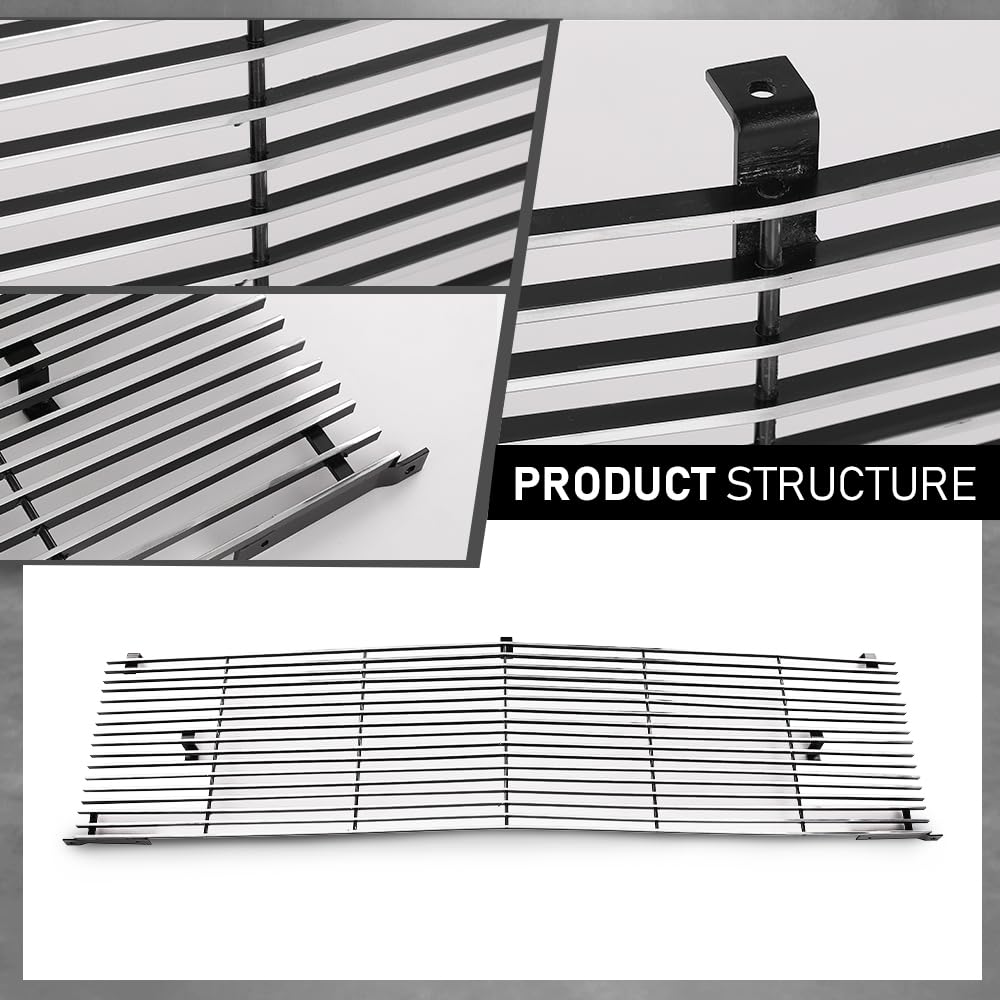 G-PLUS Front Billet Grille Insert Compatible with Chevy Blazer Suburban GMC Jimmy Suburban 1981-1988, Fit Chevy GMC C/K Pickup 1981-1987, Fit for Phantom Style With Stacked Lights