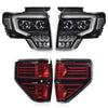 G-PLUS Pair Headlights Assembly & Tail lights Headlamps + Taillamps Compatible with 2009 2010 2011 2012 2013 2014 Ford F150 (Clear Lens Black Housing Headlights + Tail lights)