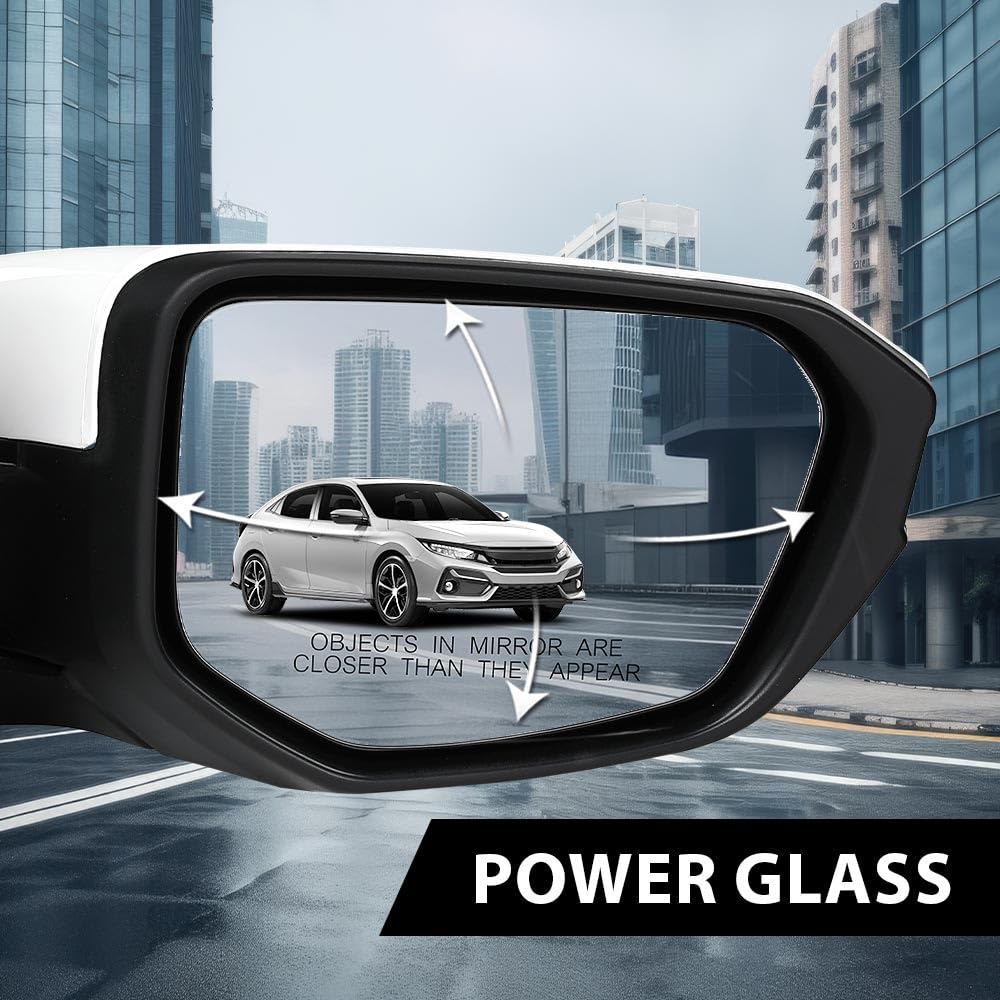 G-PLUS Power Mirror w/ 3-Pin Right Passenger Side Compatible with Honda Civic DX 2016-2020/Fit Honda Civic LX 2015-2021 Manual Folding 76208TBAA03ZA-PFM 76208TBAC03ZA-PFM White