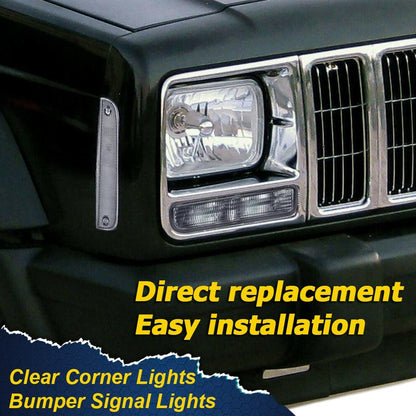 G-PLUS Corner Lights & Bumper Signal Lights Compatible with 1997-2001 Jeep Cherokee XJ,4 Pieces (Smoky lens Chrome Housing Amber Reflector)
