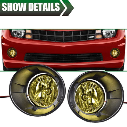 G-PLUS Front Bumper Fog Light Kit Compatible With 2010-2013 Chevy Camaro(NOT Fit For ZL1 Models or RS (RALLY SPORT) Models) GM1038118 GM1039118 Fog Lamps Wiring & Switch Kit (Yellow Lens)