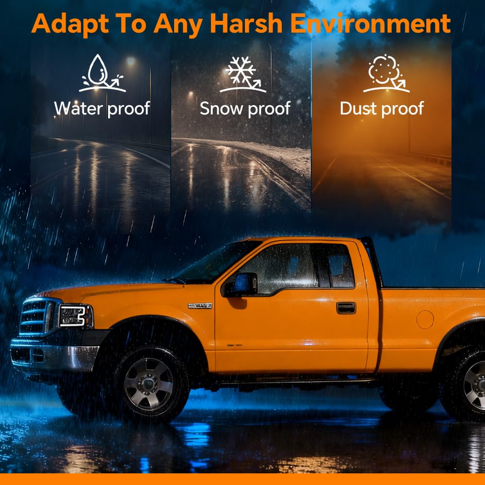 G-PLUS LED Headlights Compatible with Ford F250 F350 F450 F550 Super Duty 2005-2007 DRL BAR Headlamps Clear Lens Black Housing Amber Reflector,faros delanteros