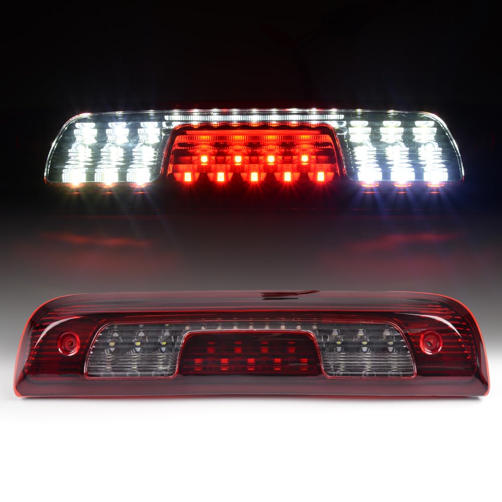 G-PLUS LED 3rd Brake Lights, Compatible with Chevy Silverado/GMC Sierra 1500 2500HD SILVERADO 3500/3500HD 2014-2018 Third Brake Light Cargo Lamps Black Housing Red & White Lens
