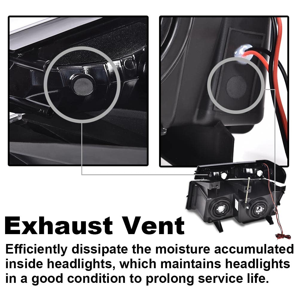 G-PLUS LED DRL Headlights, Fit Chevy Colorado/GMC Canyon 2004-2012,Fit Isuzu i-280 i-350 2006/i-290 i-370 2007-2008 Headlamps, Smoky Lens Chrome Housing Clear Reflector,faros delanteros Assembly