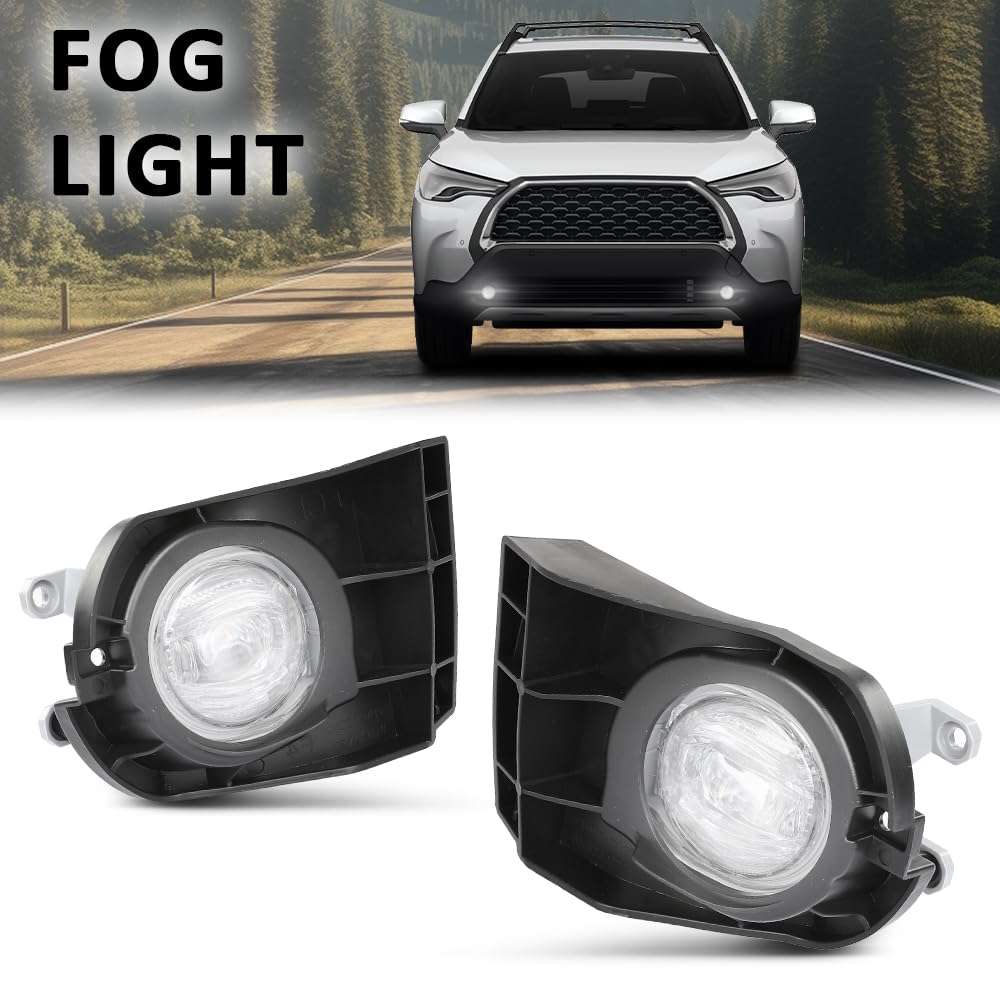 G-PLIS Pair Front Bumper Fog Light with Bracket Left Right Compatible with Toyota Corolla Cross XLE & XLE Hybrid 2022-2024 81482-0A110, 81210 12240, 116-10303R, 116-10304L, TO1038252, TO2592142 Black