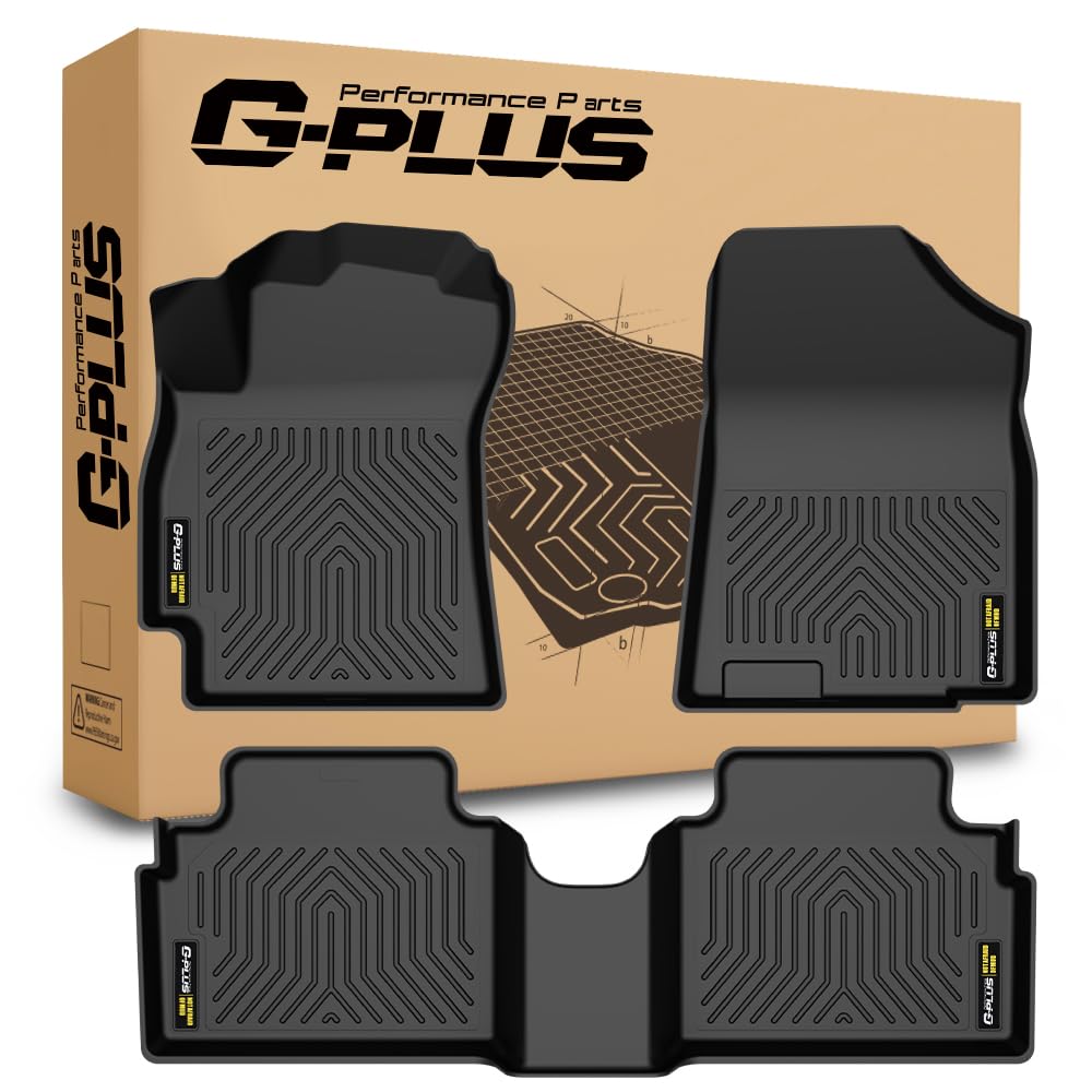 G-PLUS Floor Mats Compatible with Hyundai Elantra 2022, 1st & 2nd Row All Weather Protection Floor Liner Waterproof Black TPE