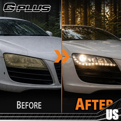 G-PLUS Headlight Lens Cover Compatible with Audi R8 2008-2015 Left & Right Pair Front Headlamp Lens Cover Clear