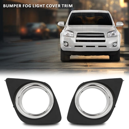 G-PLUS Front Bumper Fog Light Cover Trim Bezel Pair Compatible with Toyota RAV4 2009-2012 521270R040, 521280R040