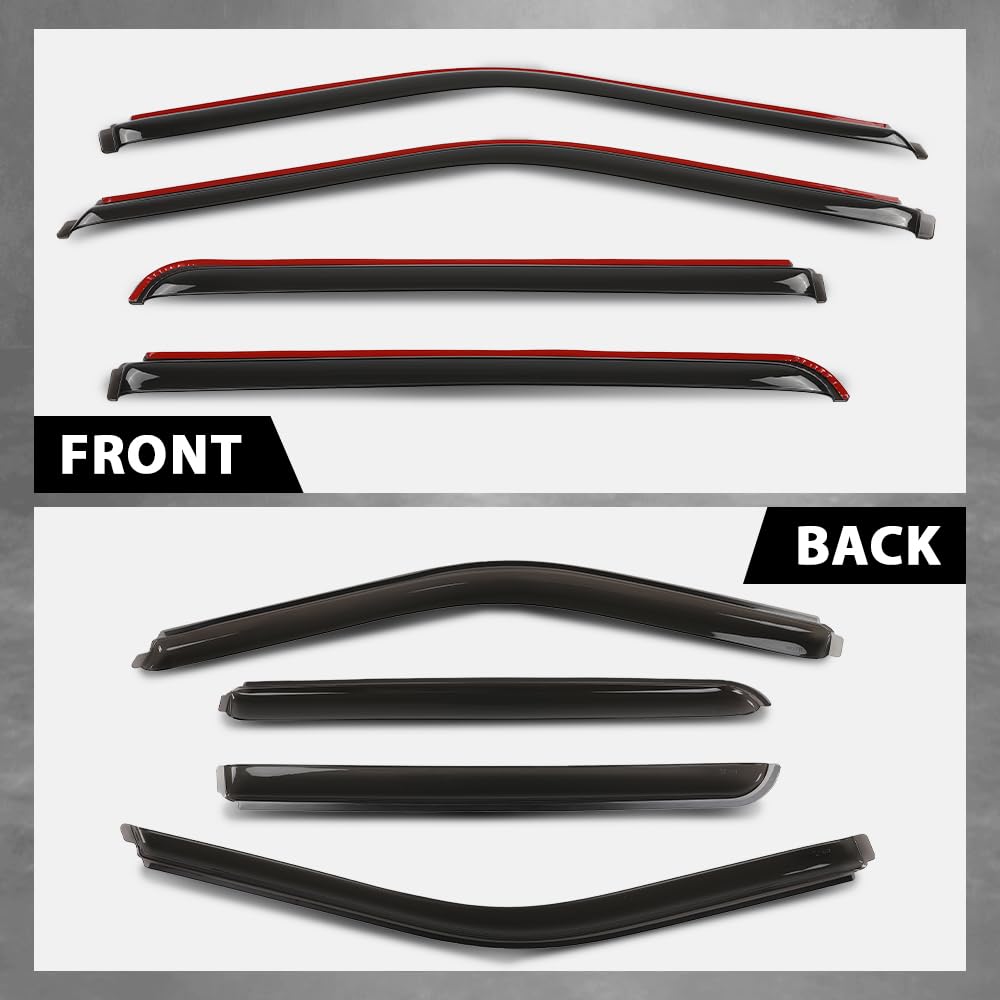 G-PLUS in-Channel Window Visors 4Pcs Compatible with Ford F150 Supercrew 2015-2025 & F150 Raptor SuperCrew 2017-2025 Rain Guards Side Wind Deflector with Tape Glossy Black