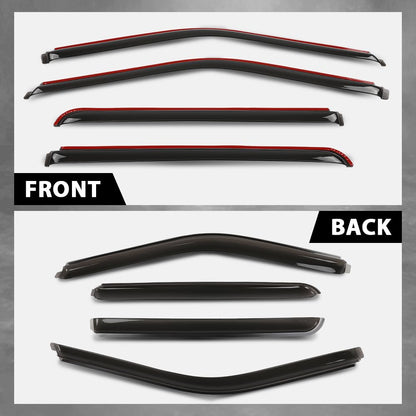 G-PLUS in-Channel Window Visors 4Pcs Compatible with Ford F150 Supercrew 2015-2025 & F150 Raptor SuperCrew 2017-2025 Rain Guards Side Wind Deflector with Tape Glossy Black