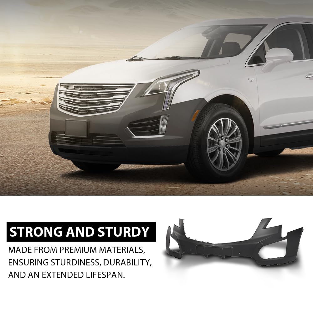 G-PLUS Front Upper Bumper Cover W/Sensor Holes Compatible with Cadillac XT5 2017-2019 With Sensor Holes GM1000A14 Black