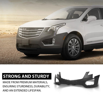 G-PLUS Front Upper Bumper Cover W/Sensor Holes Compatible with Cadillac XT5 2017-2019 With Sensor Holes GM1000A14 Black