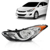 G-PLUS Headlight Compatible with Elantra Sedan 2011-2013 Clear Lens Chrome Housing Amber Reflector Left Side Bumper Headlamps,faros delanteros