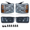 G-PLUS Headlights & Fog Lights Compatible with Chevy Silverado 1500 2007-2013/2500 3500 2500HD 3500HD 2007-2014 (Smoky Lens Clear Housing Amber Reflector Headlights + Fog Lights)