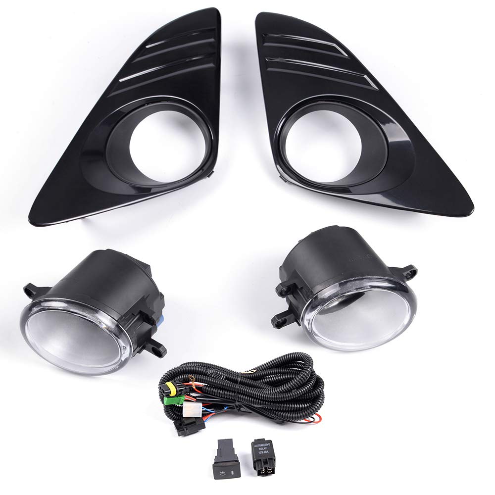 Fog Lights Clear Lens H11 12V 55W Halogen Bulbs Wiring Kit & Switch Compatible with Toyota Camry L/LE/XLE 2012 2013 2014