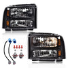 G-PLUS Headlights Assembly Bumper Headlamps Fit Ford F250 F350 F450 F550 Super Duty 1999-2004; Fit Ford Excursion 2000-2004 Clear Lens Black Housing Amber Reflector,faros delanteros