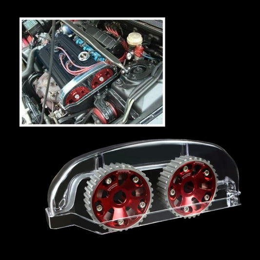 G-PLUS Clear Cam Gear Timing Belt Cover Compatible with Mitsubishi Eclipse 4G63 Turbo DSM 1G EVO 1 2 3