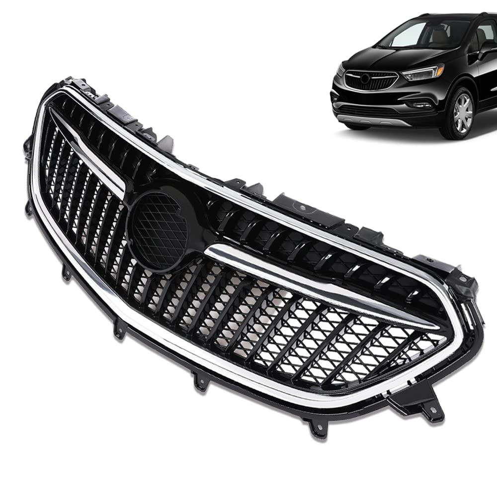 G-PLUS Front Upper Grille Replacemet Chrome Black Compatible with 2017 2018 2019 Buick Encore