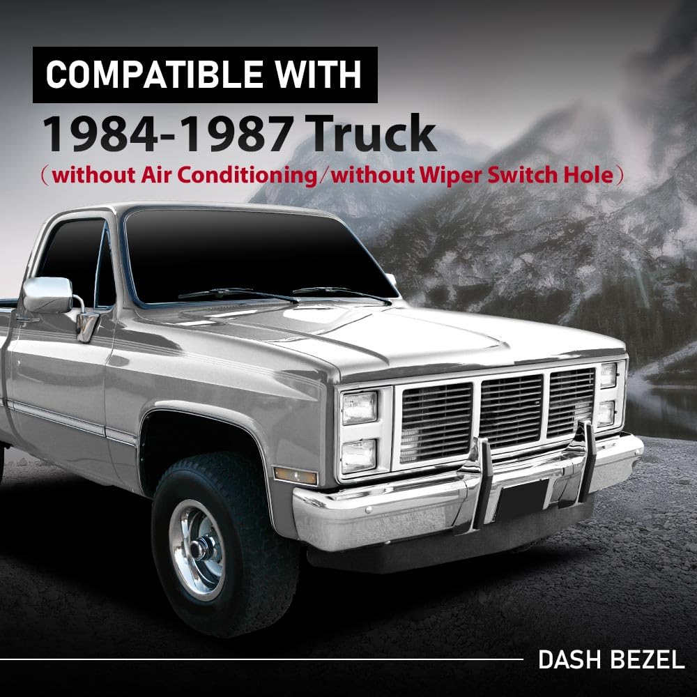 G-PLUS Dash Bezel W/Lower Column Cover with Storage Box Compatible with Chevy GMC Truck Blazer Suburban 1984-1987 without A/C & Wiper Switch Hole Black