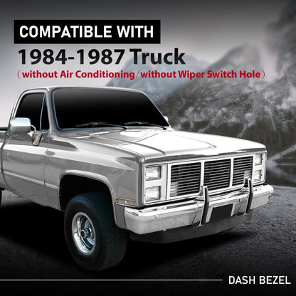 G-PLUS Dash Bezel W/Lower Column Cover with Storage Box Compatible with Chevy GMC Truck Blazer Suburban 1984-1987 without A/C & Wiper Switch Hole Black