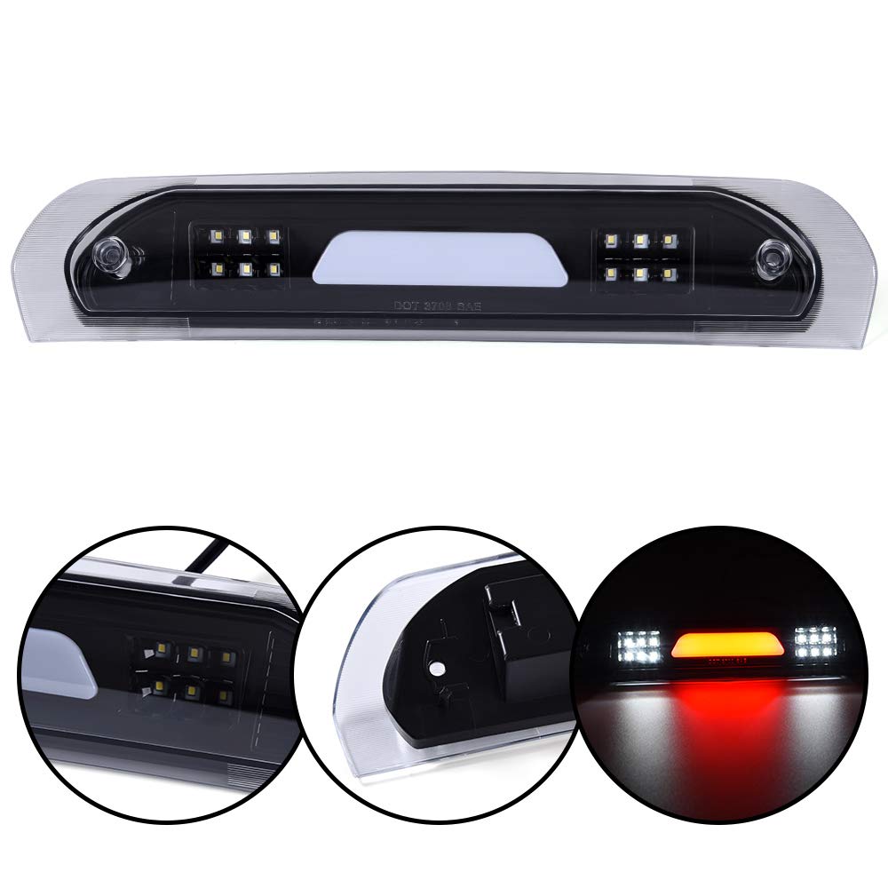 G-PLUS LED 3rd Brake Light Cargo Lamp Compatible With Dodge 2002-2009 Ram 1500 2500 3500 Truck White Cover Black Bottom